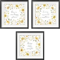 Framed 'Sunflowers Forever 3 Piece Framed Art Print Set' border=