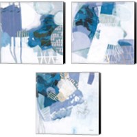Framed 'Abstract Layers Blue 3 Piece Canvas Print Set' border=