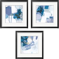 Framed Abstract Layers Blue 3 Piece Framed Art Print Set