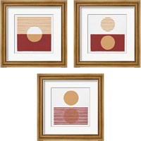 Framed 'Reflection Red Yellow 3 Piece Framed Art Print Set' border=
