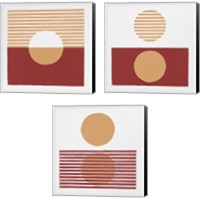 Framed 'Reflection Red Yellow 3 Piece Canvas Print Set' border=