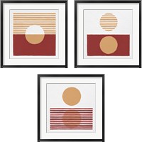 Framed 'Reflection Red Yellow 3 Piece Framed Art Print Set' border=