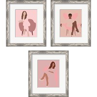 Framed 'Girl 3 Piece Framed Art Print Set' border=