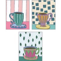 Framed 'Mid Morning Coffee 3 Piece Art Print Set' border=