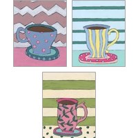 Framed 'Mid Morning Coffee 3 Piece Art Print Set' border=
