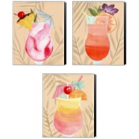Framed 'Tropical Cocktail 3 Piece Canvas Print Set' border=
