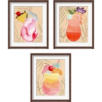 Framed 'Tropical Cocktail 3 Piece Framed Art Print Set' border=