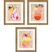 Framed 'Tropical Cocktail 3 Piece Framed Art Print Set' border=