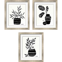 Framed 'Botanical Sketches 3 Piece Framed Art Print Set' border=
