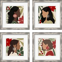 Framed 'Christmas Earring 4 Piece Framed Art Print Set' border=