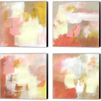 Framed 'Yellow and Blush 4 Piece Canvas Print Set' border=