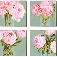 Framed 'Popping Peonies 4 Piece Canvas Print Set' border=