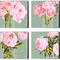 Framed Popping Peonies 4 Piece Canvas Print Set