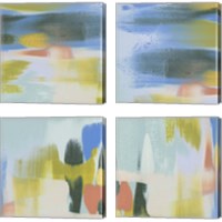 Framed 'Rainbow Scrape 4 Piece Canvas Print Set' border=