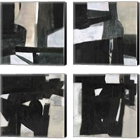 Framed 'Deconstructed Ebony 4 Piece Canvas Print Set' border=