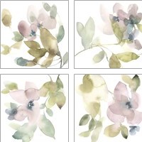 Framed 'Sweet Petals and Leaves 4 Piece Art Print Set' border=