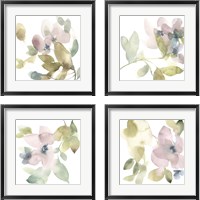Framed 'Sweet Petals and Leaves 4 Piece Framed Art Print Set' border=
