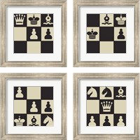 Framed 'Chess Puzzle 4 Piece Framed Art Print Set' border=
