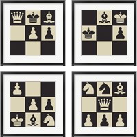 Framed 'Chess Puzzle 4 Piece Framed Art Print Set' border=