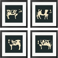 Framed 'Refined Holstein 4 Piece Framed Art Print Set' border=