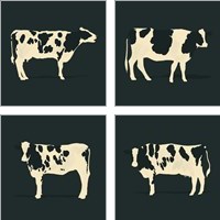 Framed 'Refined Holstein 4 Piece Art Print Set' border=