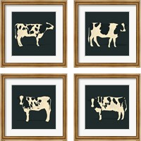 Framed 'Refined Holstein 4 Piece Framed Art Print Set' border=