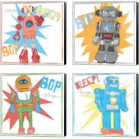 Framed Toy Tin Robots 4 Piece Canvas Print Set