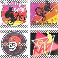 Framed 'Rad Times 4 Piece Art Print Set' border=