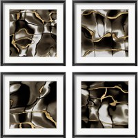 Framed 'Golden Shimmer  4 Piece Framed Art Print Set' border=
