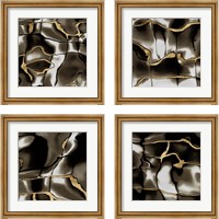 Framed 'Golden Shimmer  4 Piece Framed Art Print Set' border=