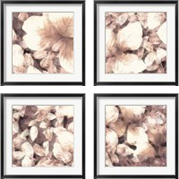 Framed 'Blush Shaded Leaves 4 Piece Framed Art Print Set' border=