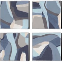 Framed 'Blue Chrysalis 4 Piece Canvas Print Set' border=