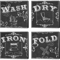 Framed 'Vintage Laundry Signs 4 Piece Canvas Print Set' border=