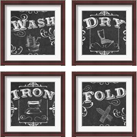 Framed 'Vintage Laundry Signs 4 Piece Framed Art Print Set' border=