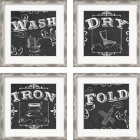 Framed 'Vintage Laundry Signs 4 Piece Framed Art Print Set' border=