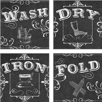Framed 'Vintage Laundry Signs 4 Piece Art Print Set' border=