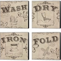 Framed 'Vintage Laundry Signs 4 Piece Canvas Print Set' border=