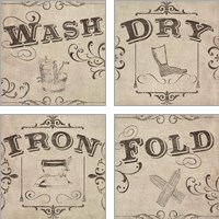 Framed 'Vintage Laundry Signs 4 Piece Art Print Set' border=