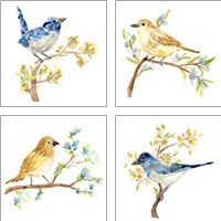 Framed 'Springtime Songbirds 4 Piece Art Print Set' border=