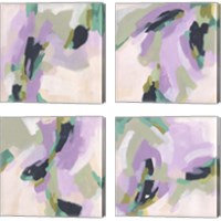 Framed 'Lavender Swirl 4 Piece Canvas Print Set' border=
