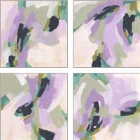 Framed 'Lavender Swirl 4 Piece Art Print Set' border=