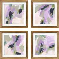 Framed 'Lavender Swirl 4 Piece Framed Art Print Set' border=