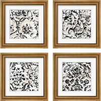 Framed Parchment Brocade 4 Piece Framed Art Print Set