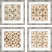 Framed 'Umber Tile  4 Piece Framed Art Print Set' border=