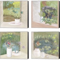 Framed Window Plants 4 Piece Canvas Print Set