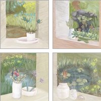 Framed 'Window Plants 4 Piece Art Print Set' border=