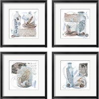 Framed 'Message in a Bottle  4 Piece Framed Art Print Set' border=