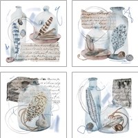 Framed 'Message in a Bottle  4 Piece Art Print Set' border=