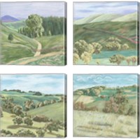 Framed 'Hill Lines 4 Piece Canvas Print Set' border=