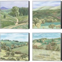 Framed 'Hill Lines 4 Piece Canvas Print Set' border=